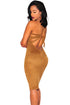 Mocha Faux Suede Braid Strappy Back Dress